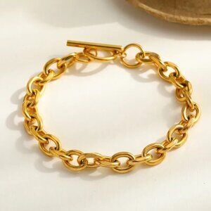 18K Gold Plated Toggle Chain Bracelet – Bold Link Gold Jewelry